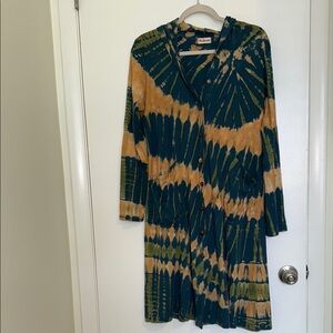 Tie-Dye Button-Up Hooded Cardigan